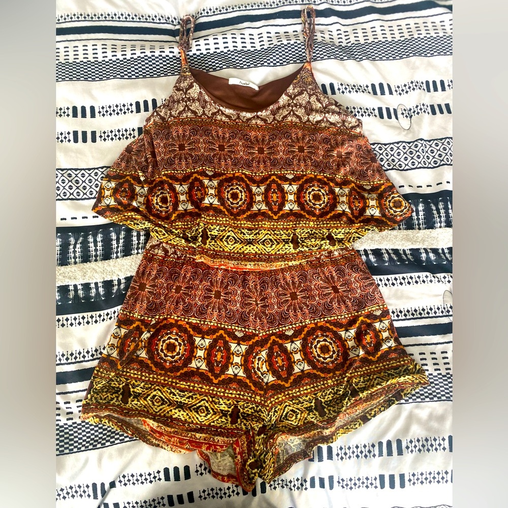 Papaya floral print spaghetti strap romper